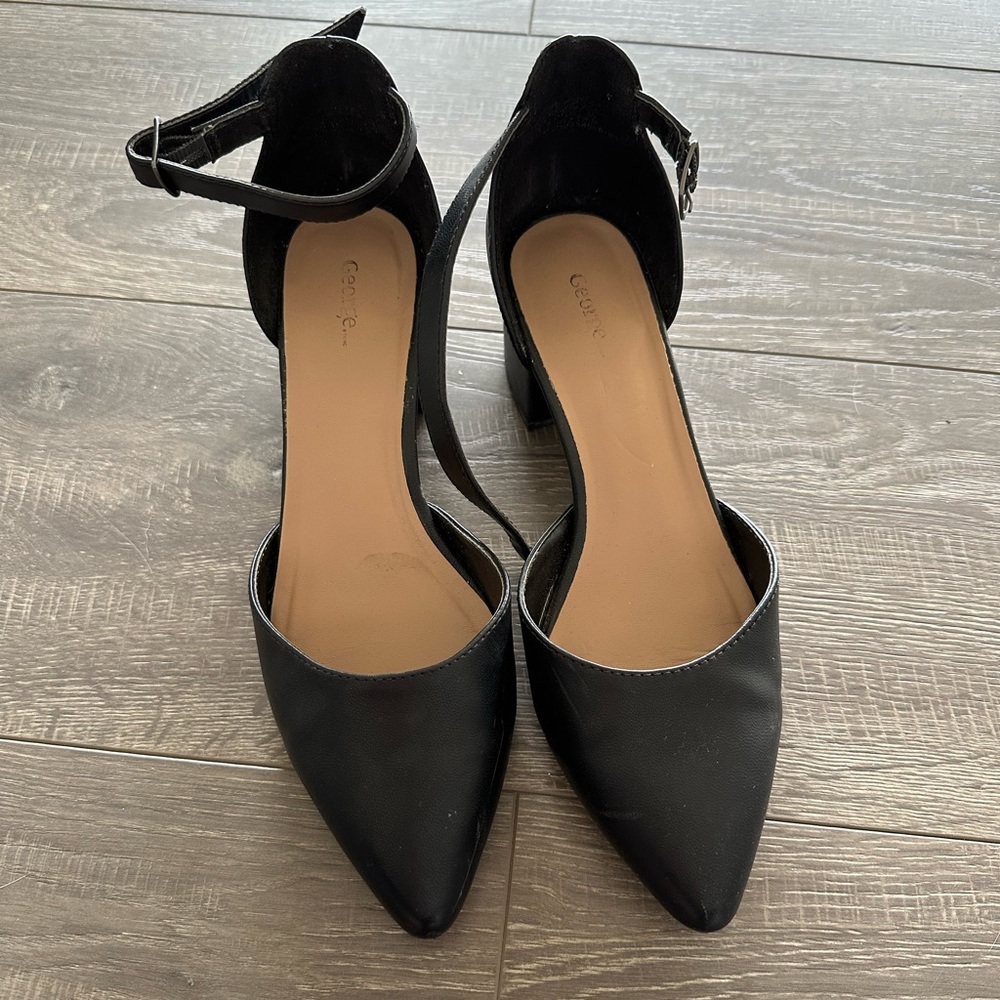 Black open foot heels